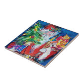 CARREAU SANTA CLAUS AVEC ARBRE DE NOËL ET CADEAUX (Côté)