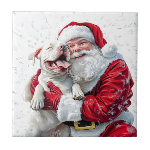 Carreau Santa Claus et Pitbull Chien Chien Chien Chien