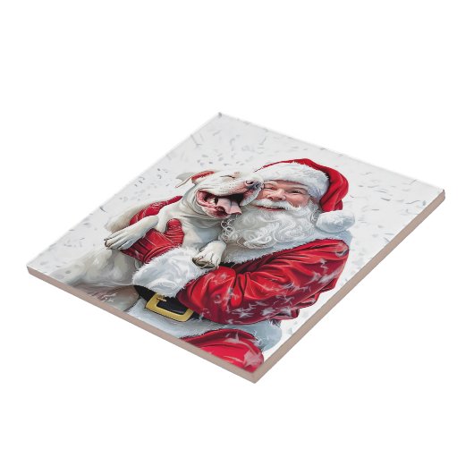Carreau Santa Claus et Pitbull Chien Chien Chien Chien (Côté)