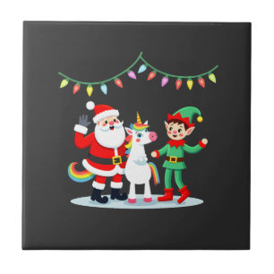 Carreau Santa en elflichoon qui dabbe Noël Enfants Garçons