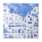 Carreau Santorin Grèce Aquarelle Townscape (Devant)