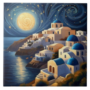 Carreau Santorin, Grèce par Lumière de la Lune - Grec Isla