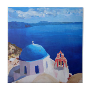 Carreau Santorini bleu, Grèce - vue d'Oia