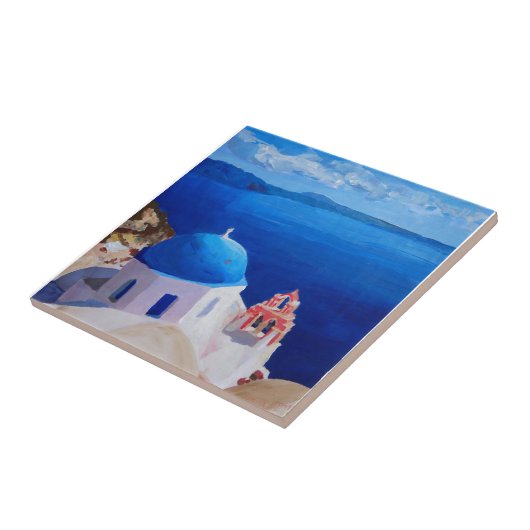 Carreau Santorini bleu, Grèce - vue d'Oia (Côté)