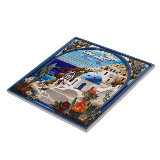 Carreau Santorini Faux Arche en Verre, Grèce, Grec (Côté)