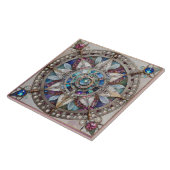 Carreau Saphirs roses et bleus Diamants Perles Mandala (Côté)