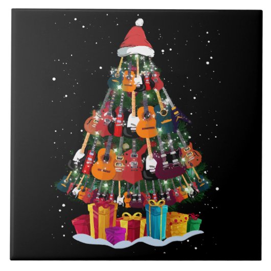 Carreau Sapin de Noël drôle en guitare  (Devant)