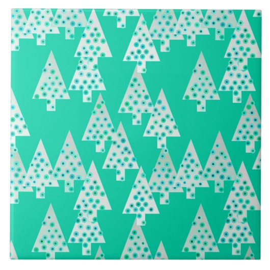 Carreau Sapins de Noël à fleurs modernes - vert mousse de  (Devant)