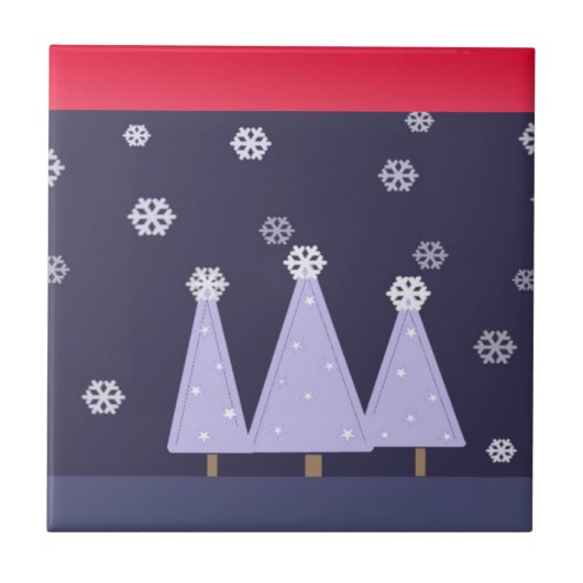 Carreau Sapins de Noël Bleu Glacé (Devant)