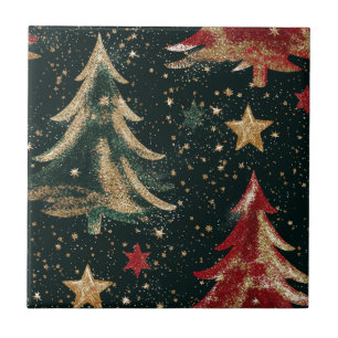 Carreau Sapins de Noël et Étoiles Pailletés (3)
