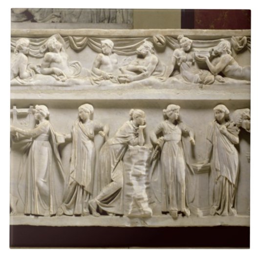 Carreau Sarcophage des Muses, romain (marbre) (Devant)