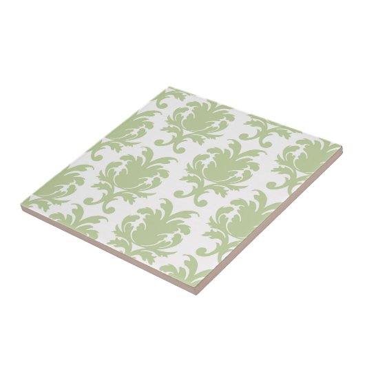 Carreau sauge vert gras grand damé modèle (Côté)