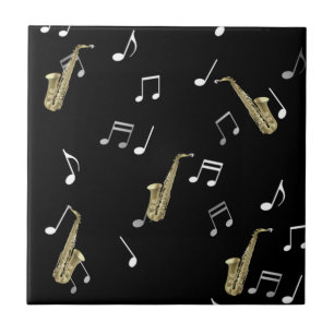 Carreau Saxophone Jazzy et Notes de Musique