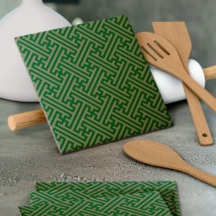 Carreau Sayagata motif, japonais, vert et or