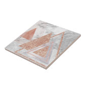 Carreau scandinave chic rose or géométrique marbre blanc (Côté)