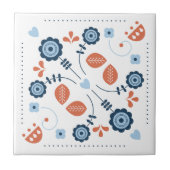 Carreau Scandinavian Floral Folk Pattern Design (Devant)