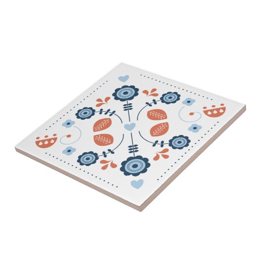 Carreau Scandinavian Floral Folk Pattern Design (Côté)