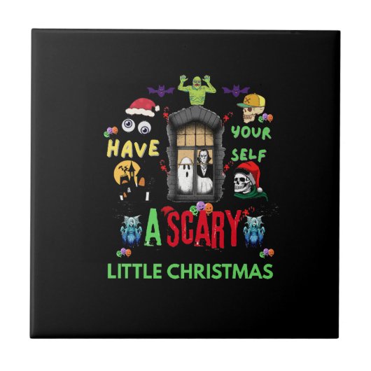 Carreau Scary Little Christmas Horror Holiday Design T-Sh (Devant)