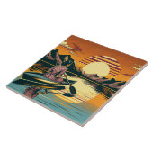 Carreau Scène Camping vintage Femme Kayak (Côté)