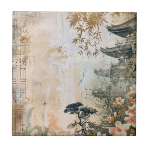 Carreau Scène de jardin de fleurs de cerisier (7)