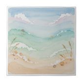 Carreau Scène de plage à l'aquarelle douce ID1207 (Devant)