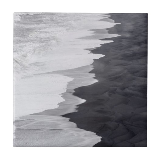 Carreau Scène de plage en noir et blanc (Devant)