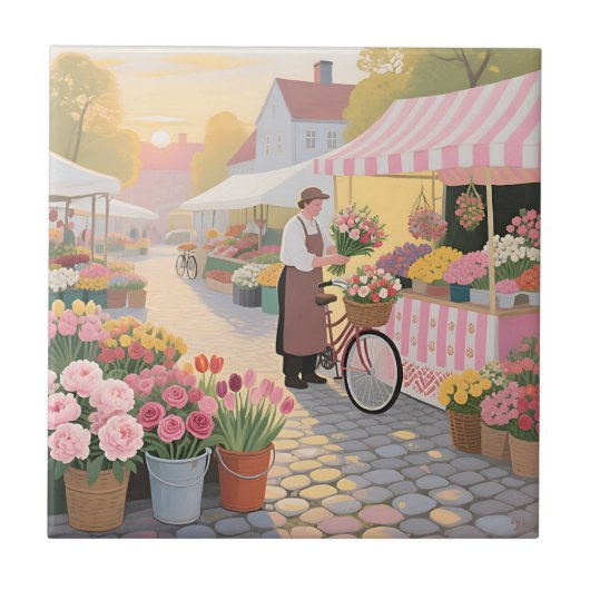 Carreau Scène de rue Fleur Solaire (Devant)
