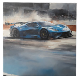 Carreau Scène dynamique de course urbaine bleue