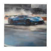 Carreau Scène dynamique de course urbaine bleue (Devant)