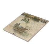 Carreau Scène fluviale européenne vintage - Script manuscr (Côté)