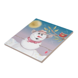 Carreau Scène hivernale de la Chouette et du Snowman