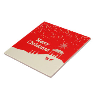 Carreau Scène minimaliste de la Nativité de Noël Joyeux