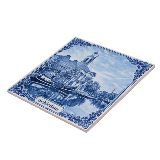 Carreau Schiedam Delft Blue style ceramic tile (Côté)