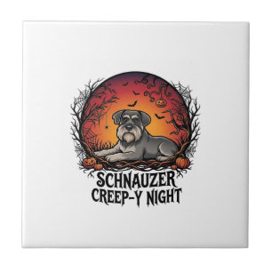 Carreau Schnauzer Creeper Nuit Halloween Citrouilles Chauv