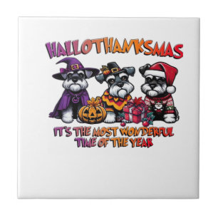 Carreau Schnauzer Halloween Thanksgiving Noël Classique
