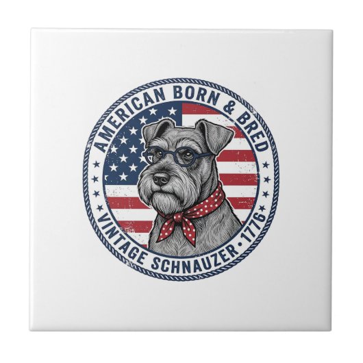 Carreau Schnauzer Patriotique Vintage (Devant)
