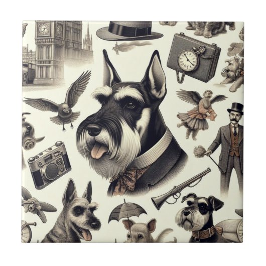 Carreau Schnauzer vintage sans joint (Devant)