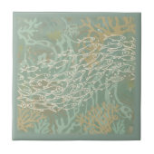 Carreau School of Fish in Coral Green ID1198 (Devant)