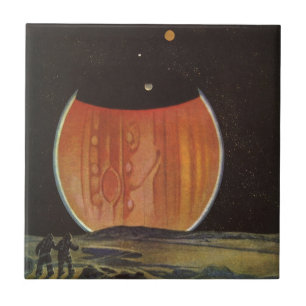 Carreau Science-fiction vintage, astronautes sur Ganymede