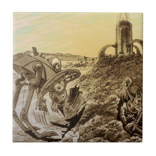 Carreau Science-fiction vintage d'aliens Construction de p (Devant)
