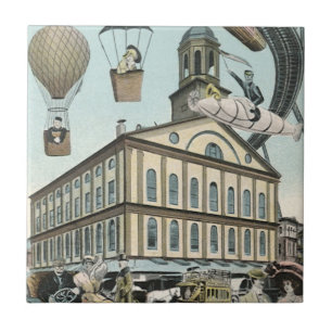 Carreau Science-fiction vintage, ville steampunk victorien