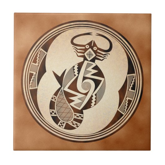 Carreau Scorpion-Serpent-Poisson de Mimbres (Devant)