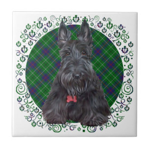 Carreau Scottish terrier on tartan