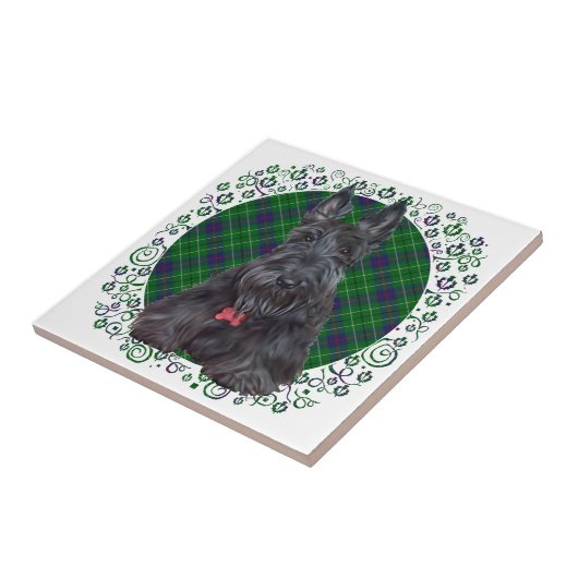 Carreau Scottish terrier on tartan (Côté)