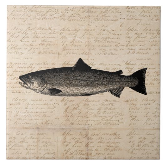 Carreau Scripts d'illustrations de poissons de truites d'a (Devant)