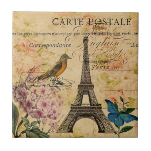 Carreau Scripts Hydrangea French Bird Paris Tour Eiffel