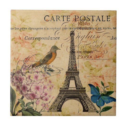 Carreau Scripts Hydrangea French Bird Paris Tour Eiffel (Devant)