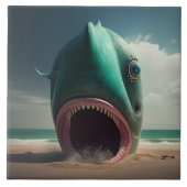 Carreau Sculpture de requin sur la plage (Devant)