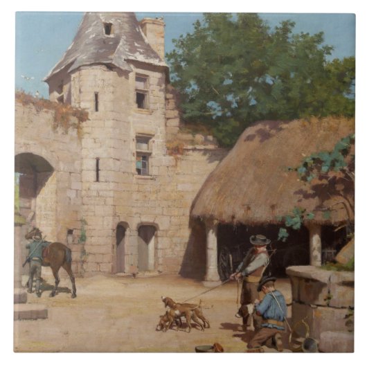 Carreau Se préparer à la chasse (scène médiévale) (Devant)