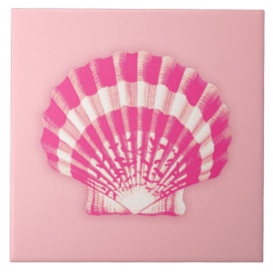 Carreau Sea Shell - fuchsia rose et blanc